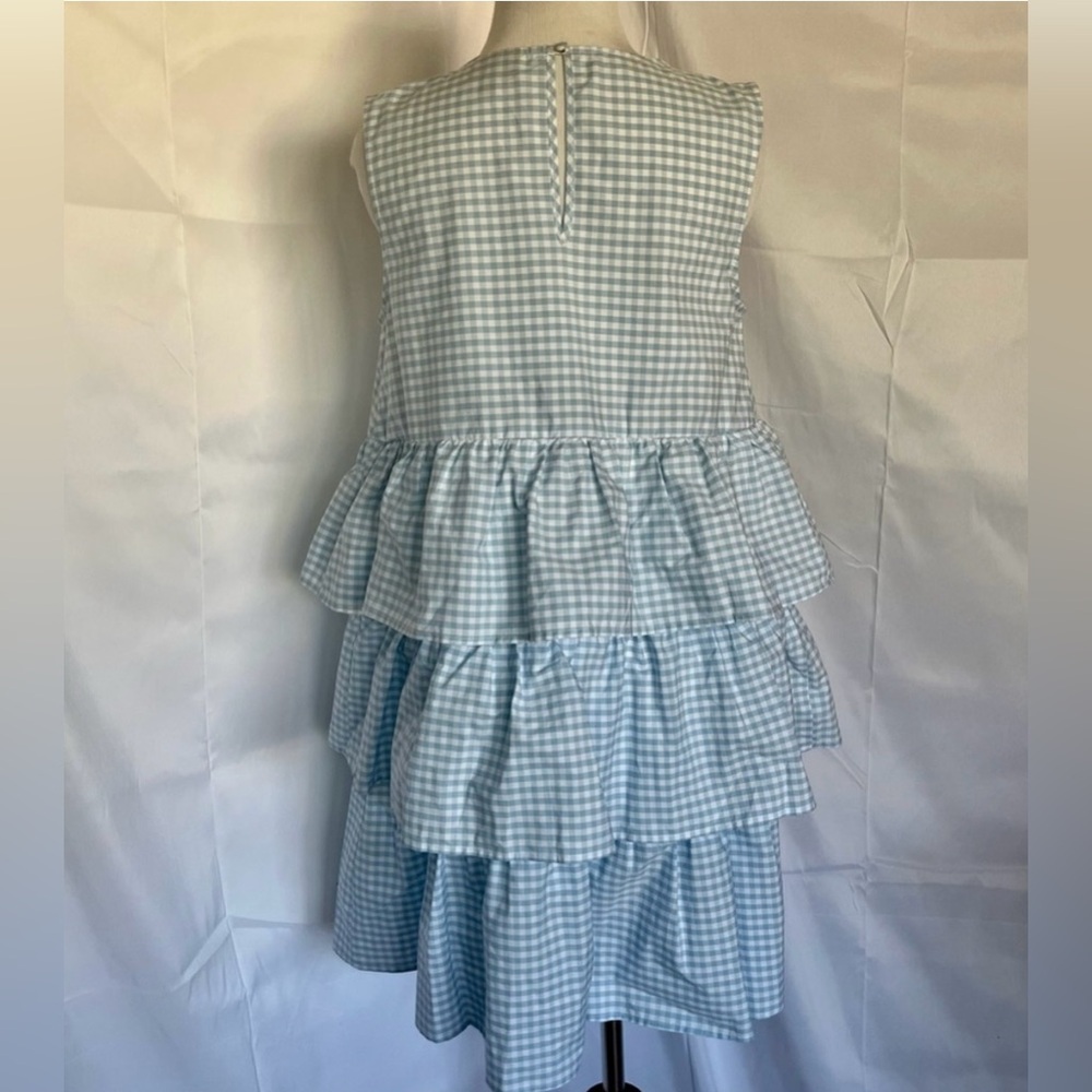 Who What Wear empire waist ruffled sleeveless dress light blue/white gingham XS